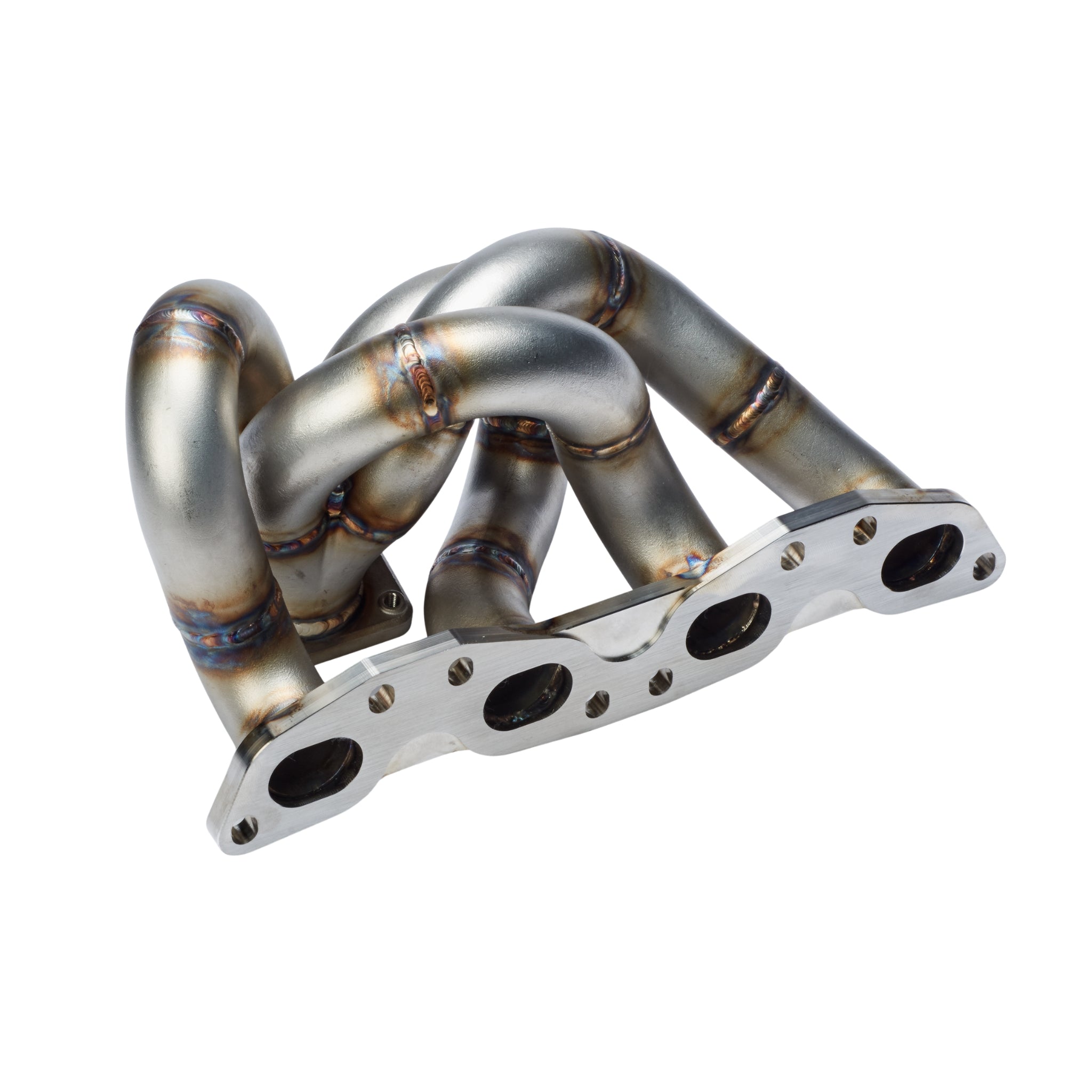 Metallic exhaust manifold flange SR20 on a white background