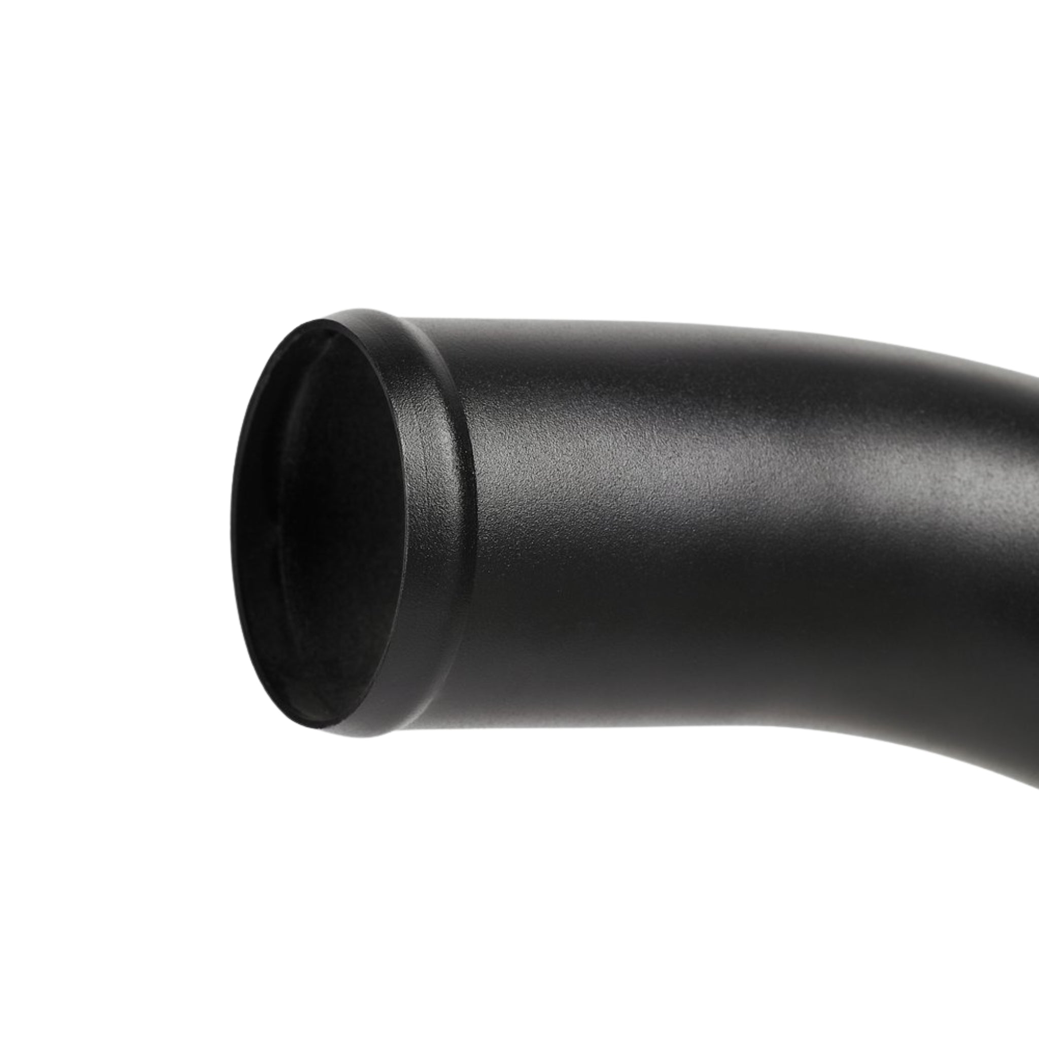 Black metal elbow pipe on a white background