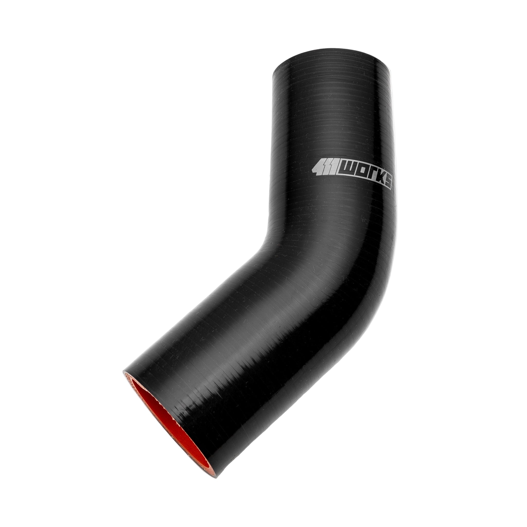 Black silicone hose with '411 Works' branding on a white background