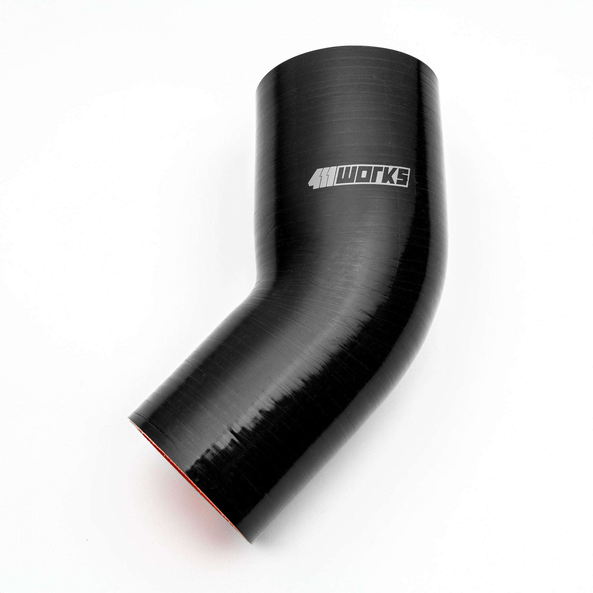 Black silicone hose with '411 Works' branding on a white background