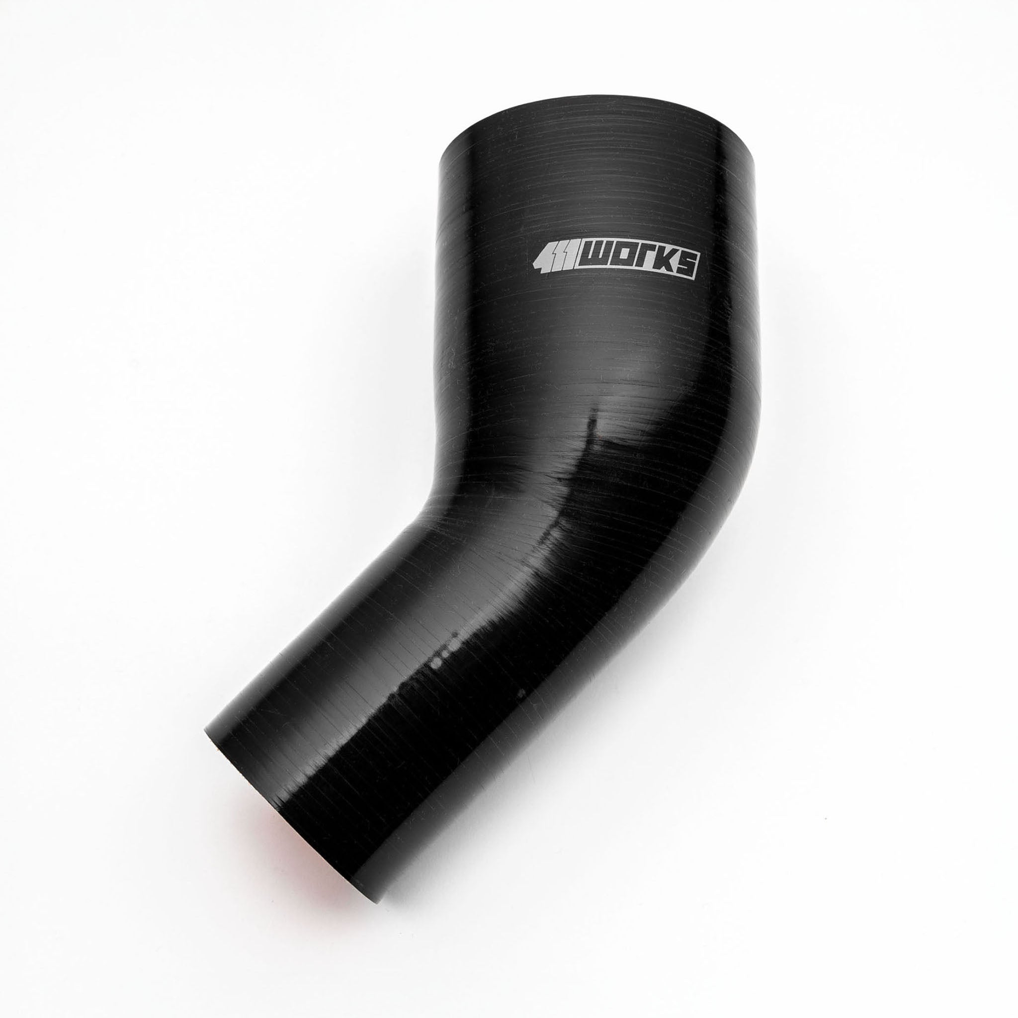 Black silicone hose with '411 Works' branding on a white background