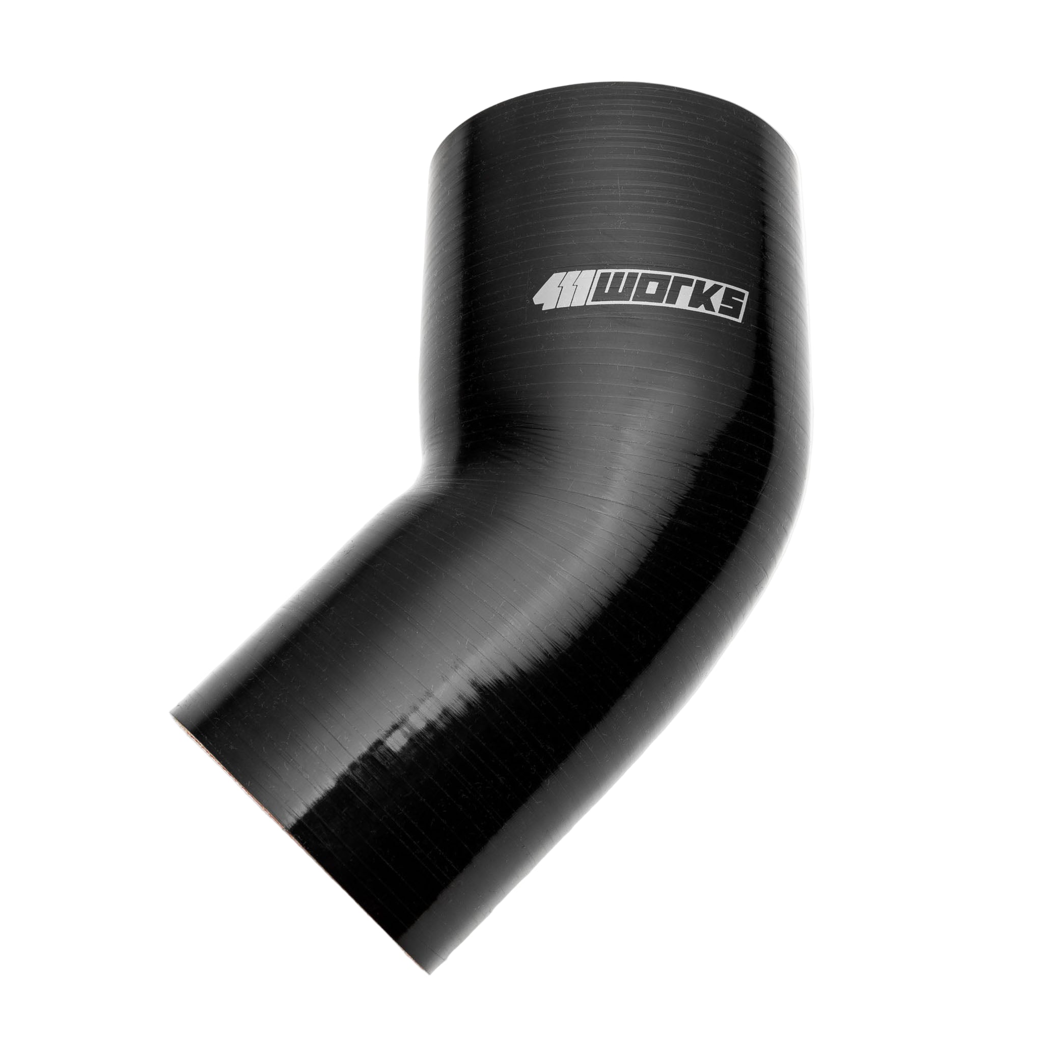 Black silicone hose with '411 Works' logo on a white background