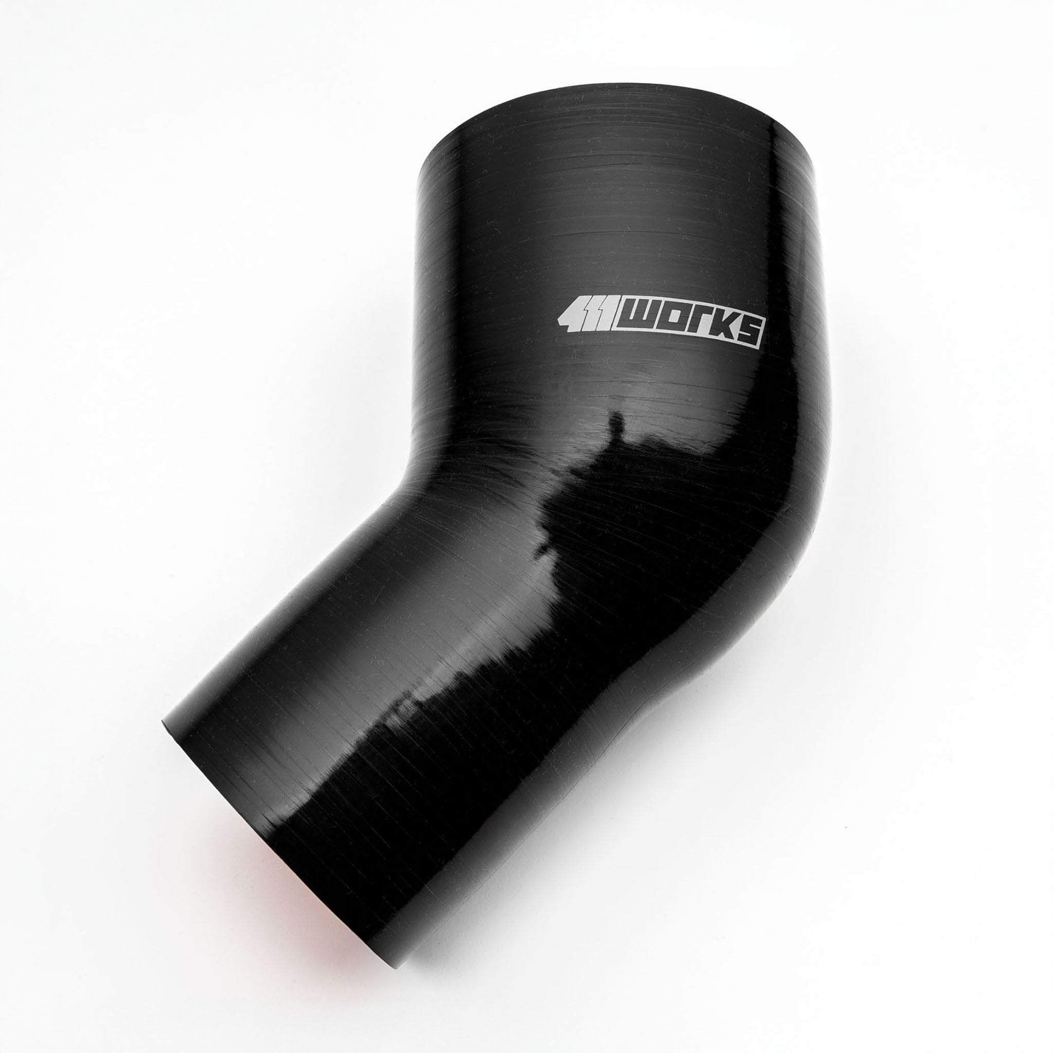 Black silicone hose with '411 Works' logo on a white background