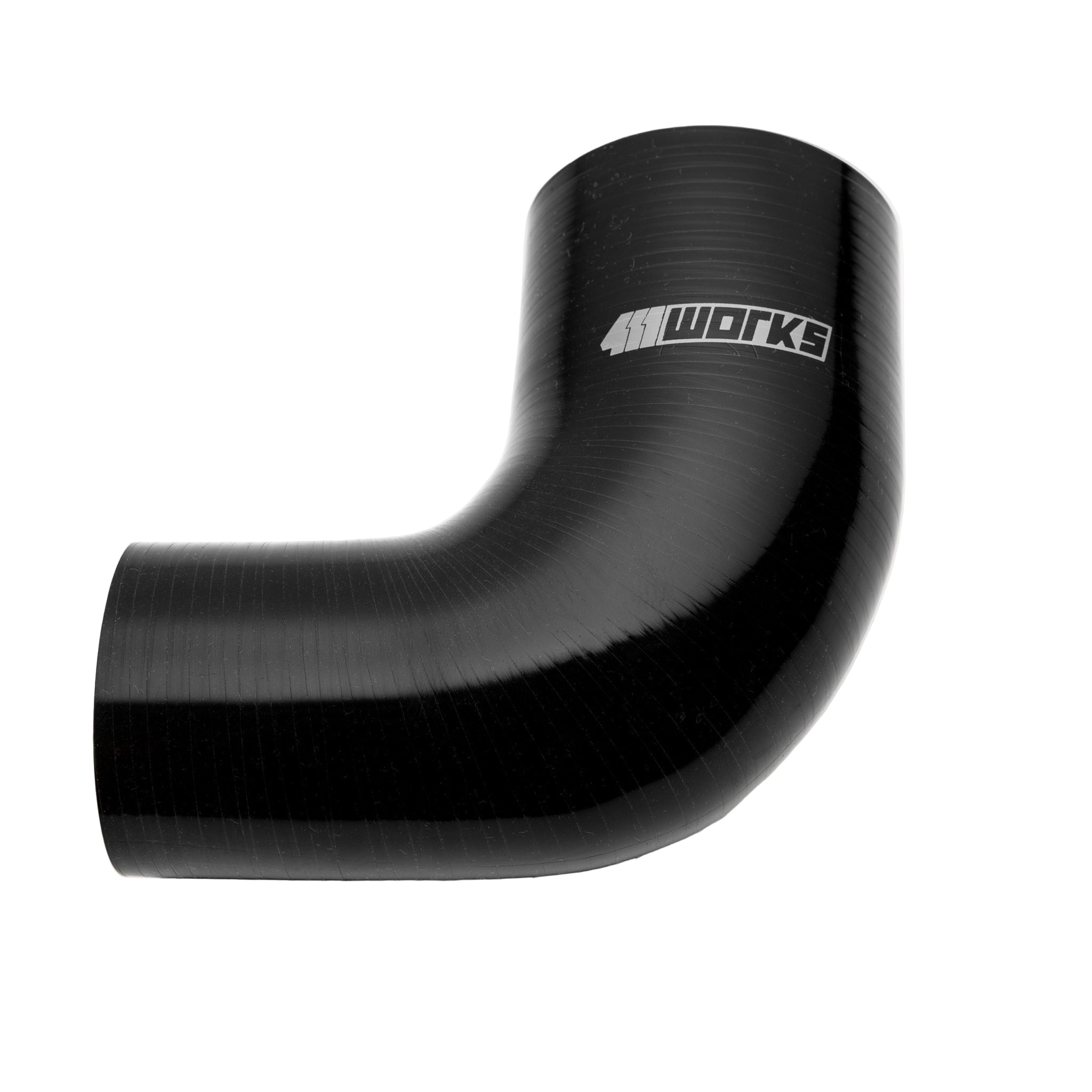Black silicone hose with '411 Works' branding on a white background