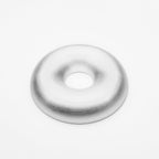 Silver welding donut-shaped object on a white background