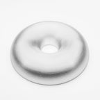 White aluminum donut-shaped object on a white background