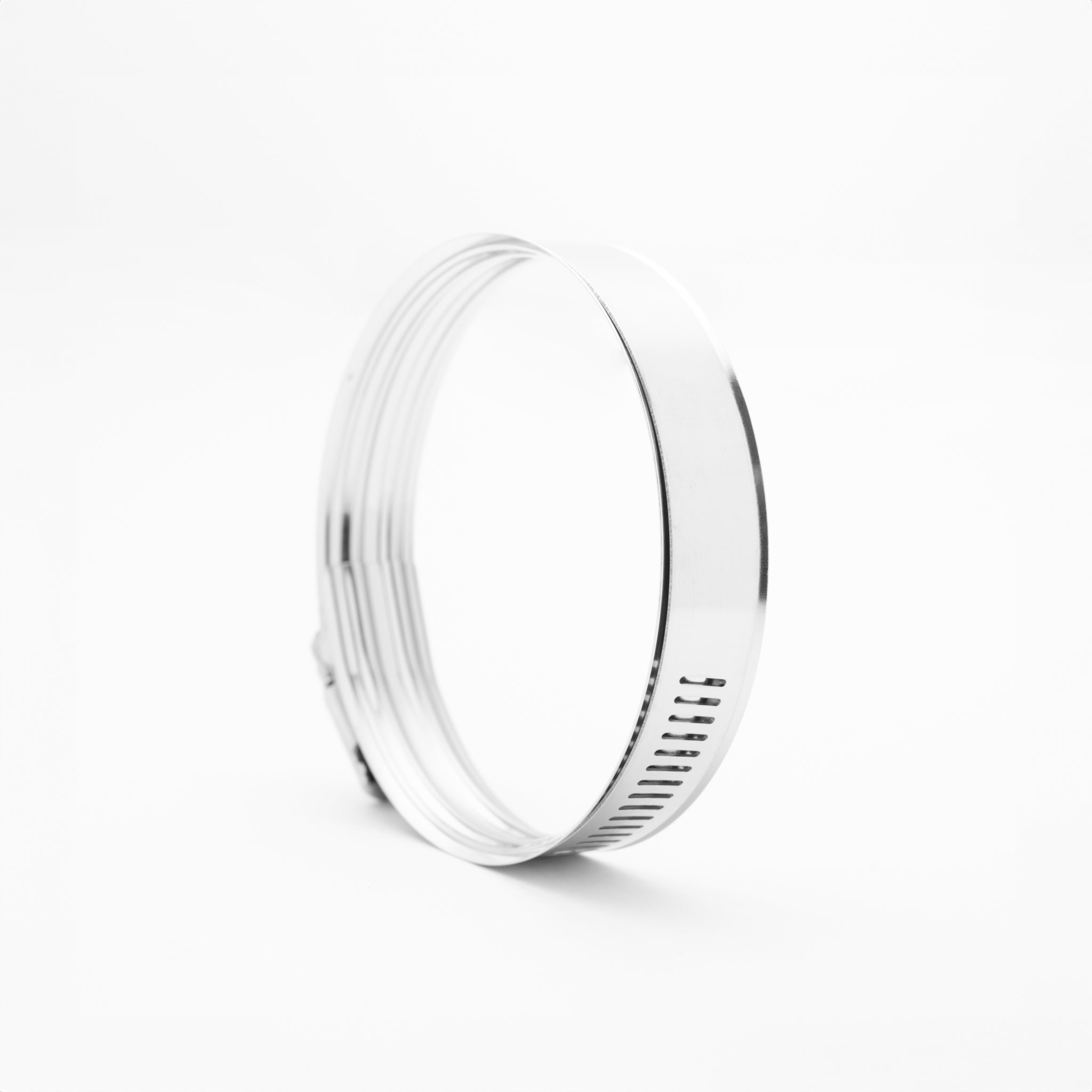 Clear plastic clamp on a white background