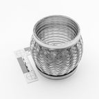 Silver exhaust flex joint with a ruler for scale on a white background