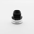 Black and silver metal fitting on a white background