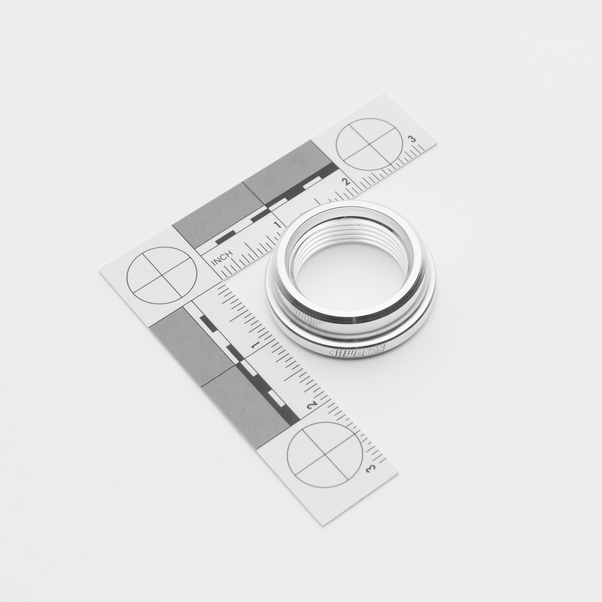 Welding piece with scale ruler on a white background
