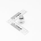 Metal AN fitting with a square root ruler on a white background