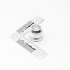 Metal AN fitting on a white background with measurement scale