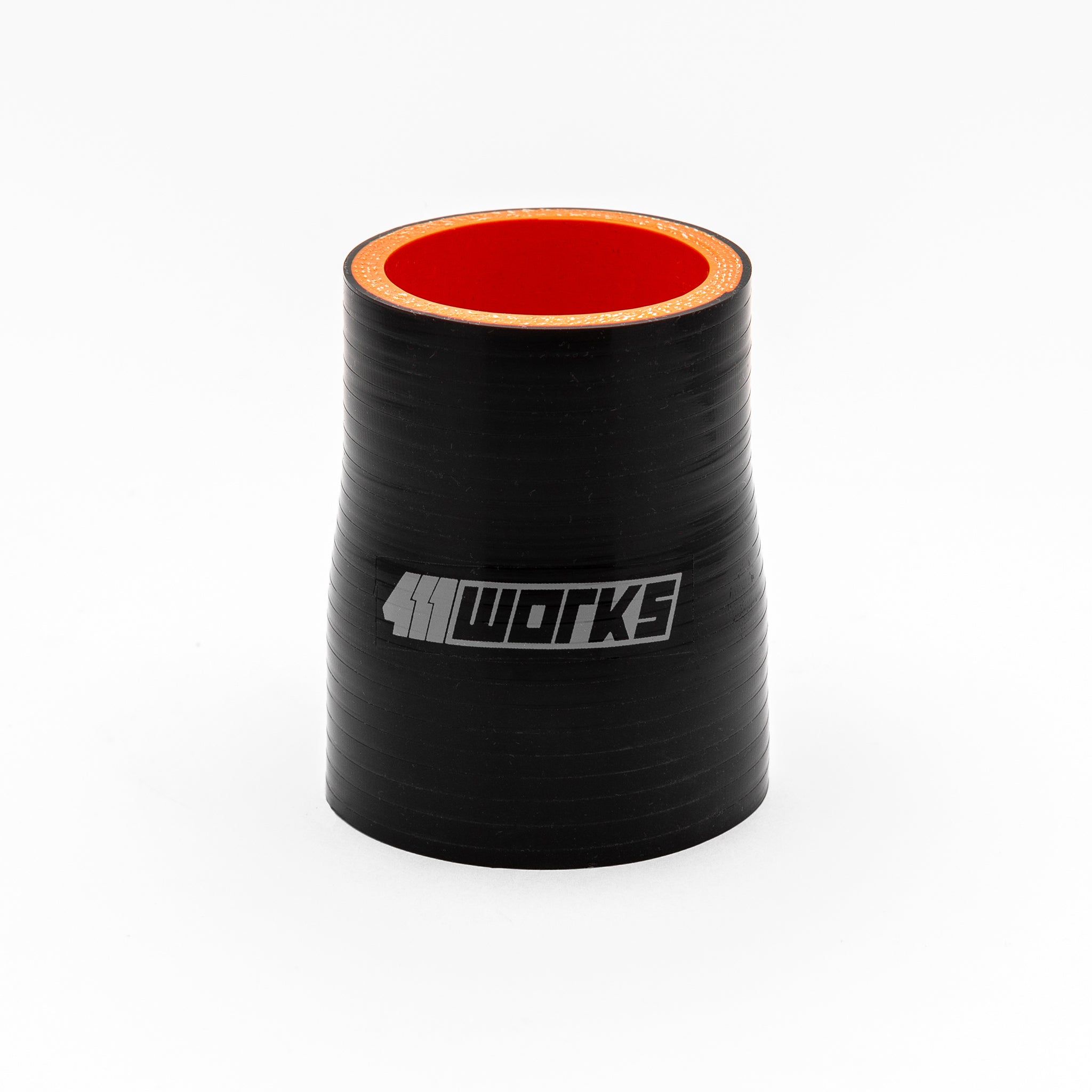 Black silicone hose with red interior on a white background, featuring the '411 Works' logo.