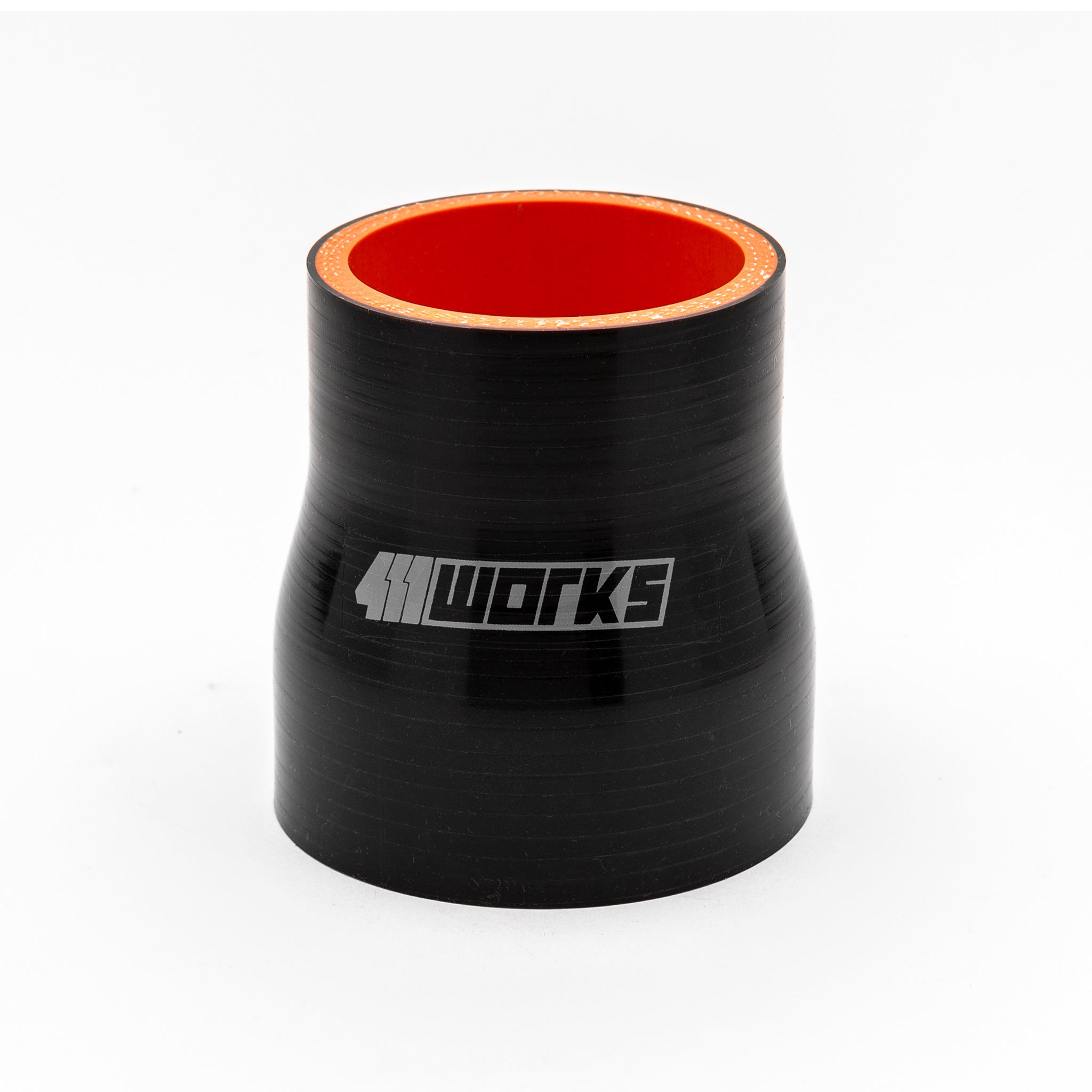 Black silicone hose with red interior on a white background, featuring the '411 Works' logo.