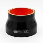 Black silicone hose with red interior on a white background with 411 works logo