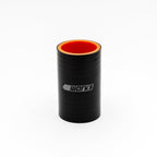 Black silicone hose with red interior on a white background, featuring a brand logo.