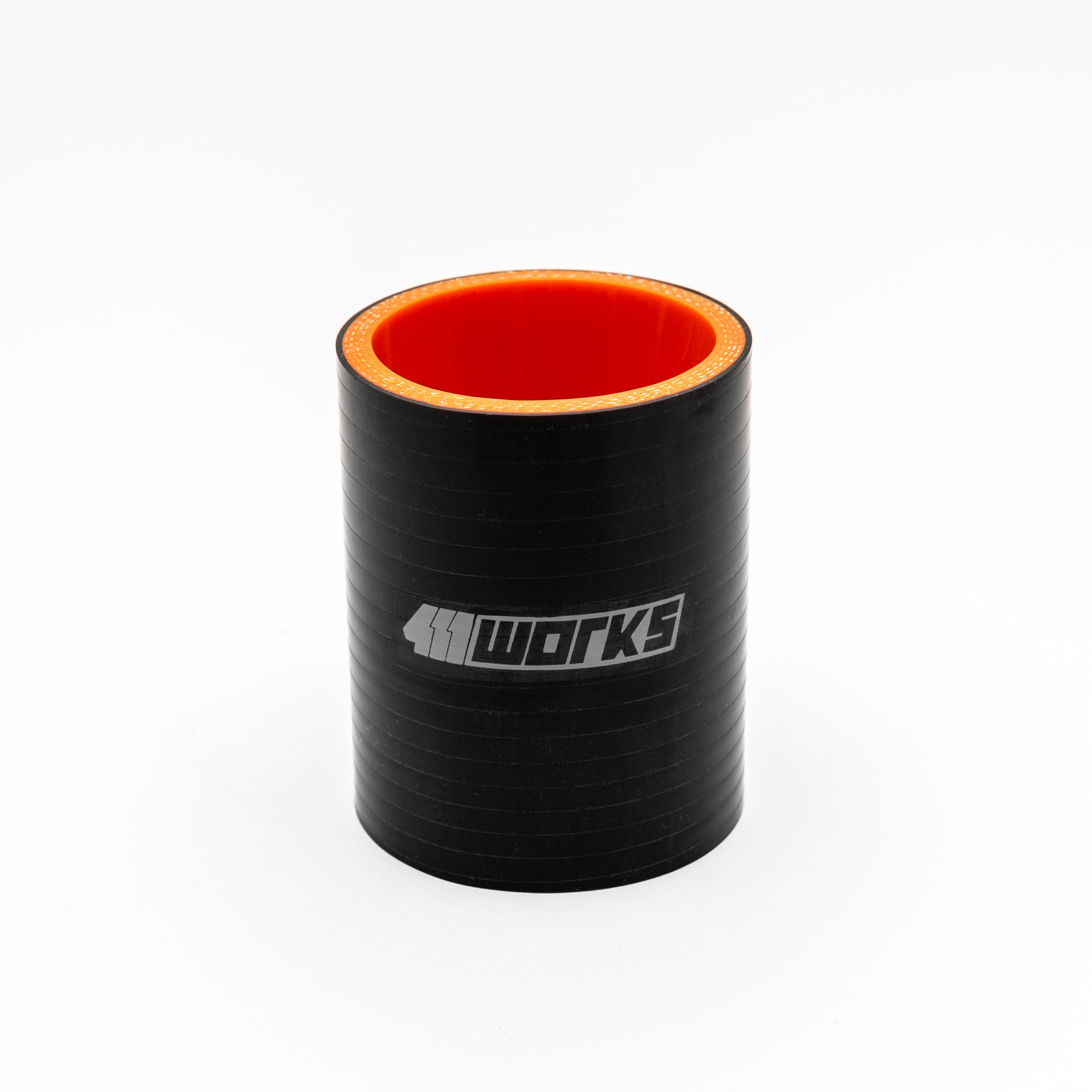 Black silicone hose with red interior on a white background, featuring the '411 Works' logo.