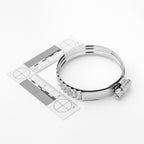 Metal clamp with a ruler on a white background