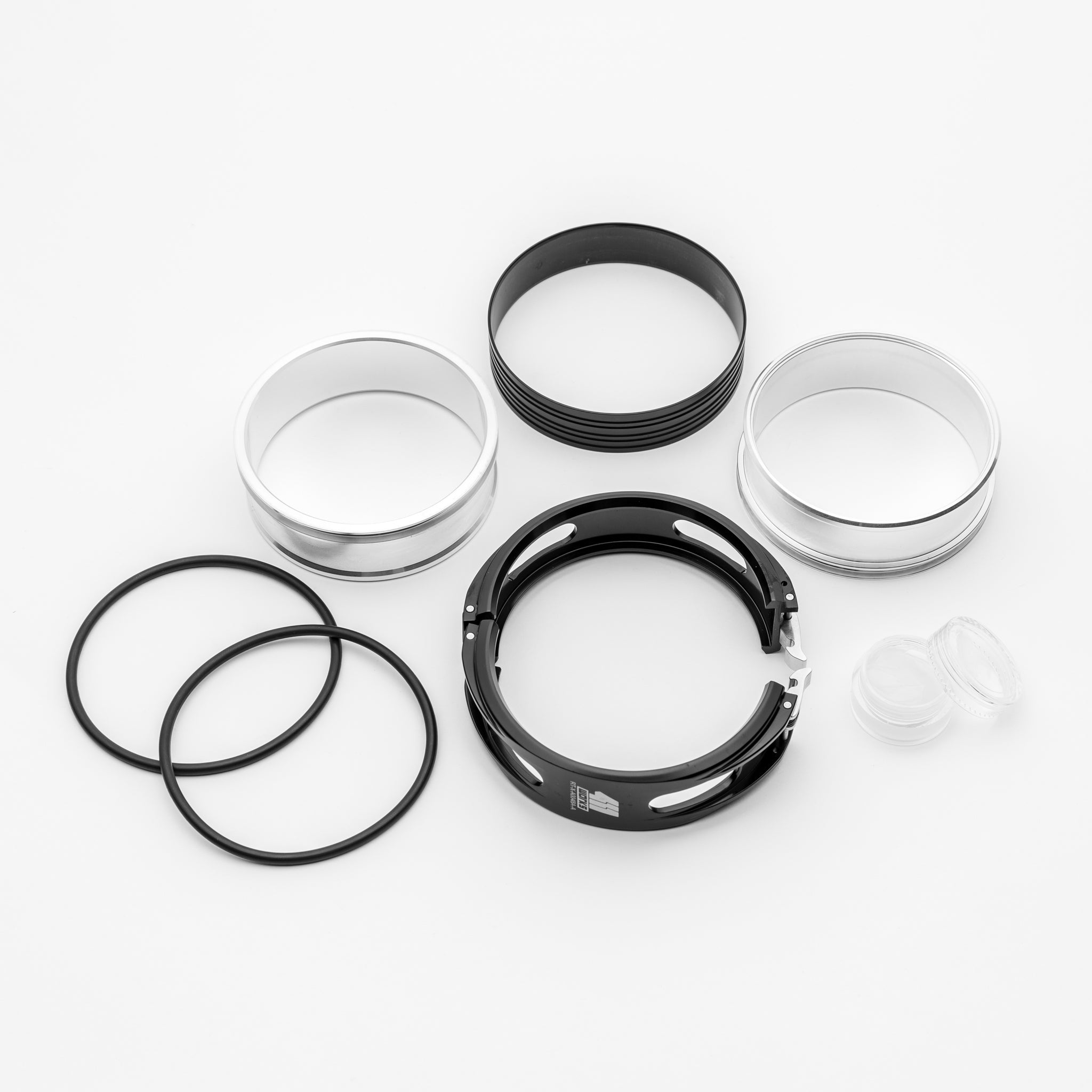 Set of mechanical clamps on a white background