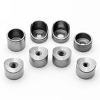 Set of coped weld bungs on a white background