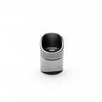 Steel welded coped bung with a textured surface on a white background
