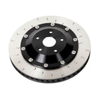 F80 Brake disc with metallic finish on a white background