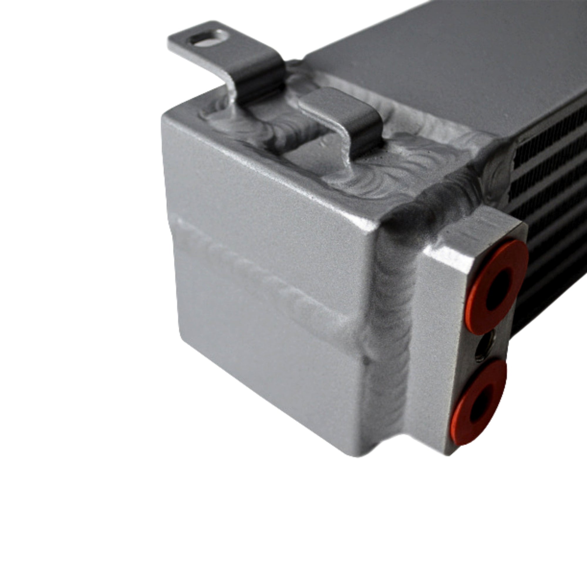 BMW csf race spec dual pass oil cooler side view of tab