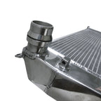 Metallic radiator with a shiny finish on a white background