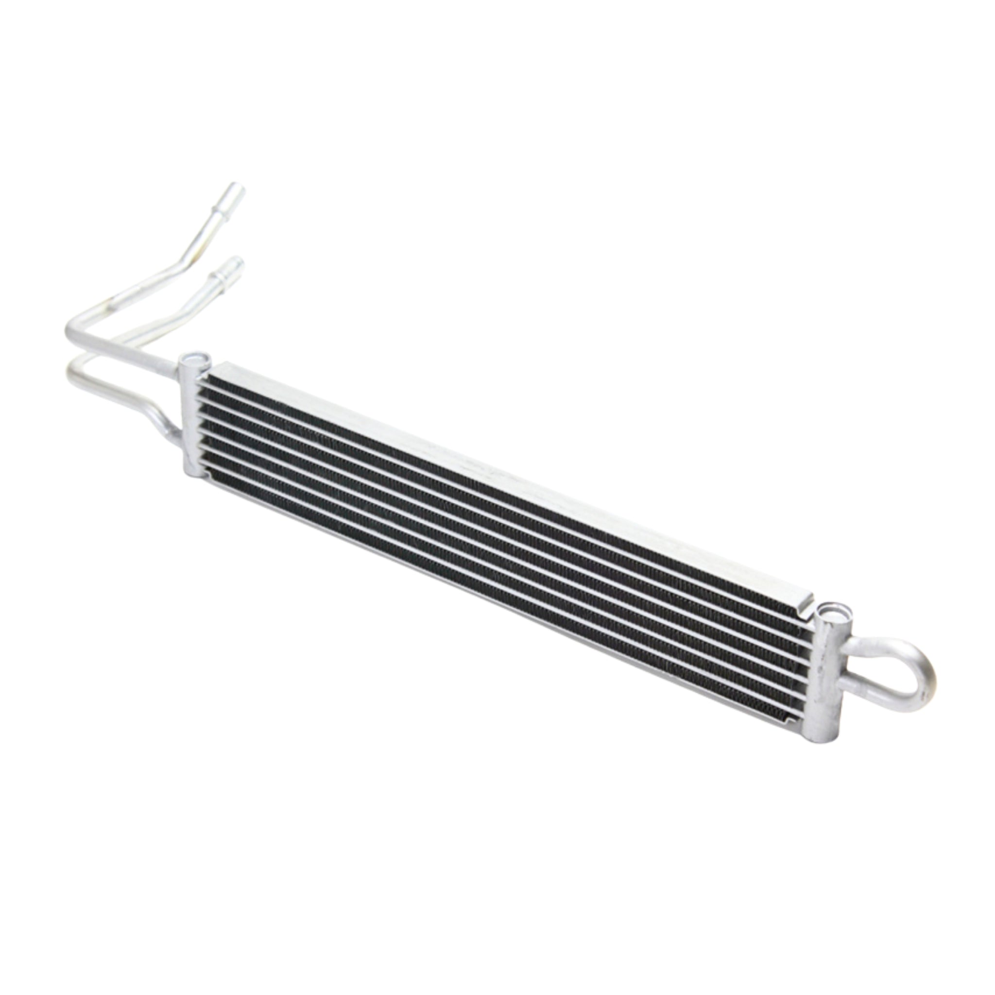 Metallic oil cooler on a white background
