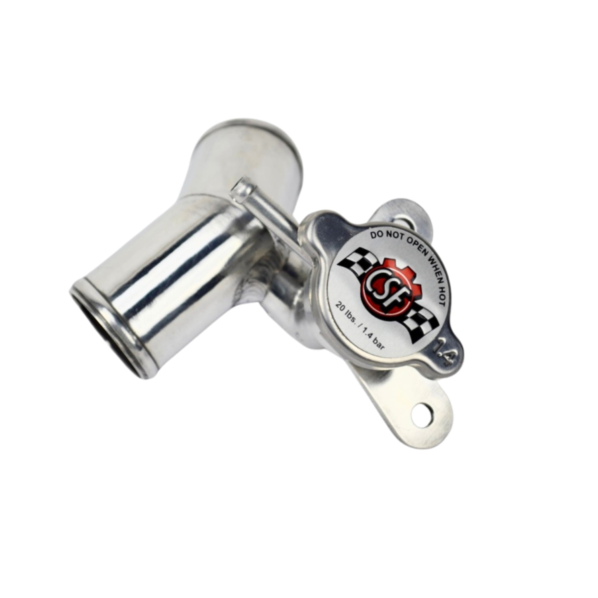 Metal valve with a CSF logo and text on a white background
