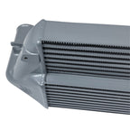 Close-up of a CSF car radiator on a white background