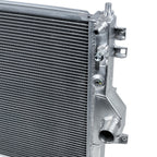 Close-up of a silver radiator on a white background