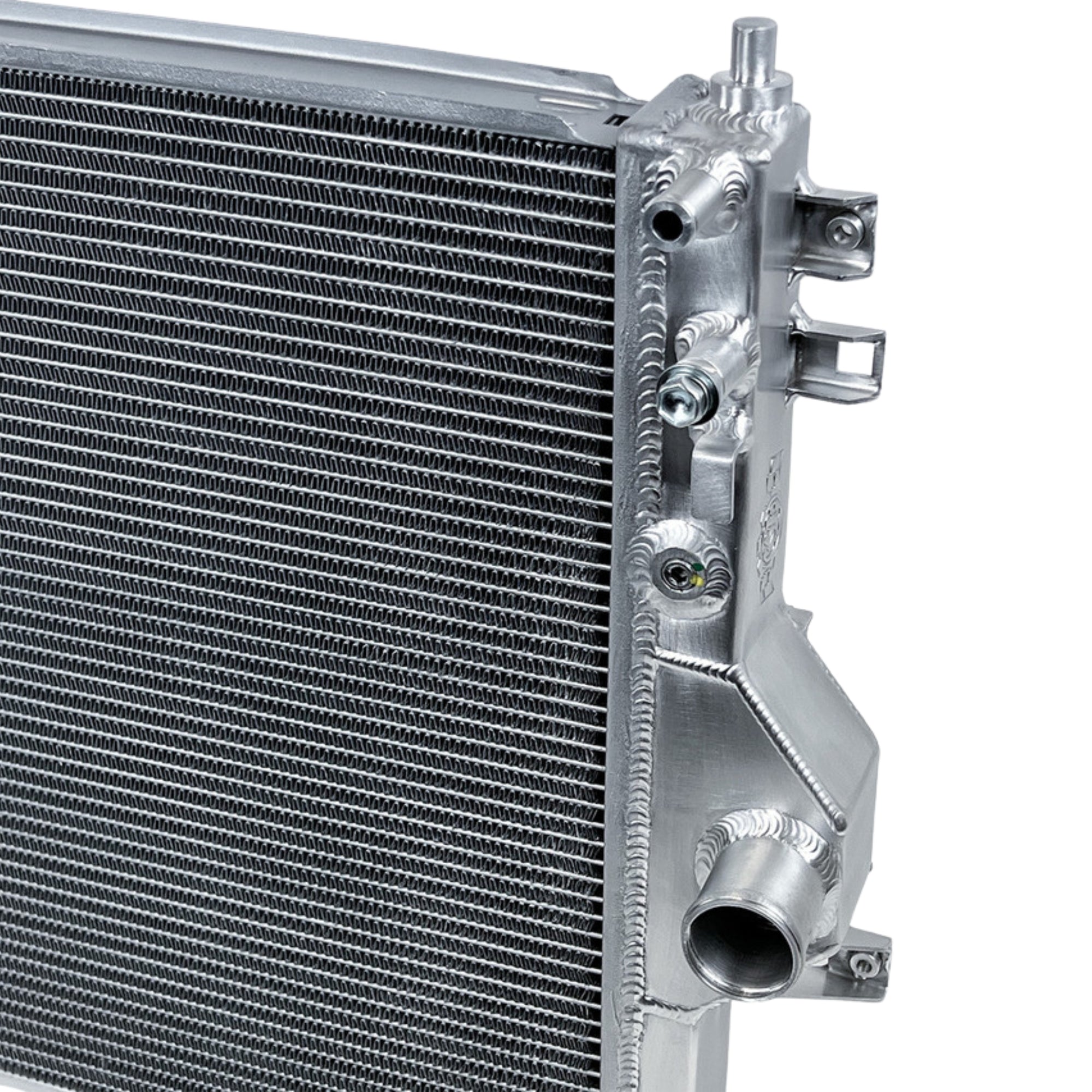 Close-up of a silver radiator on a white background