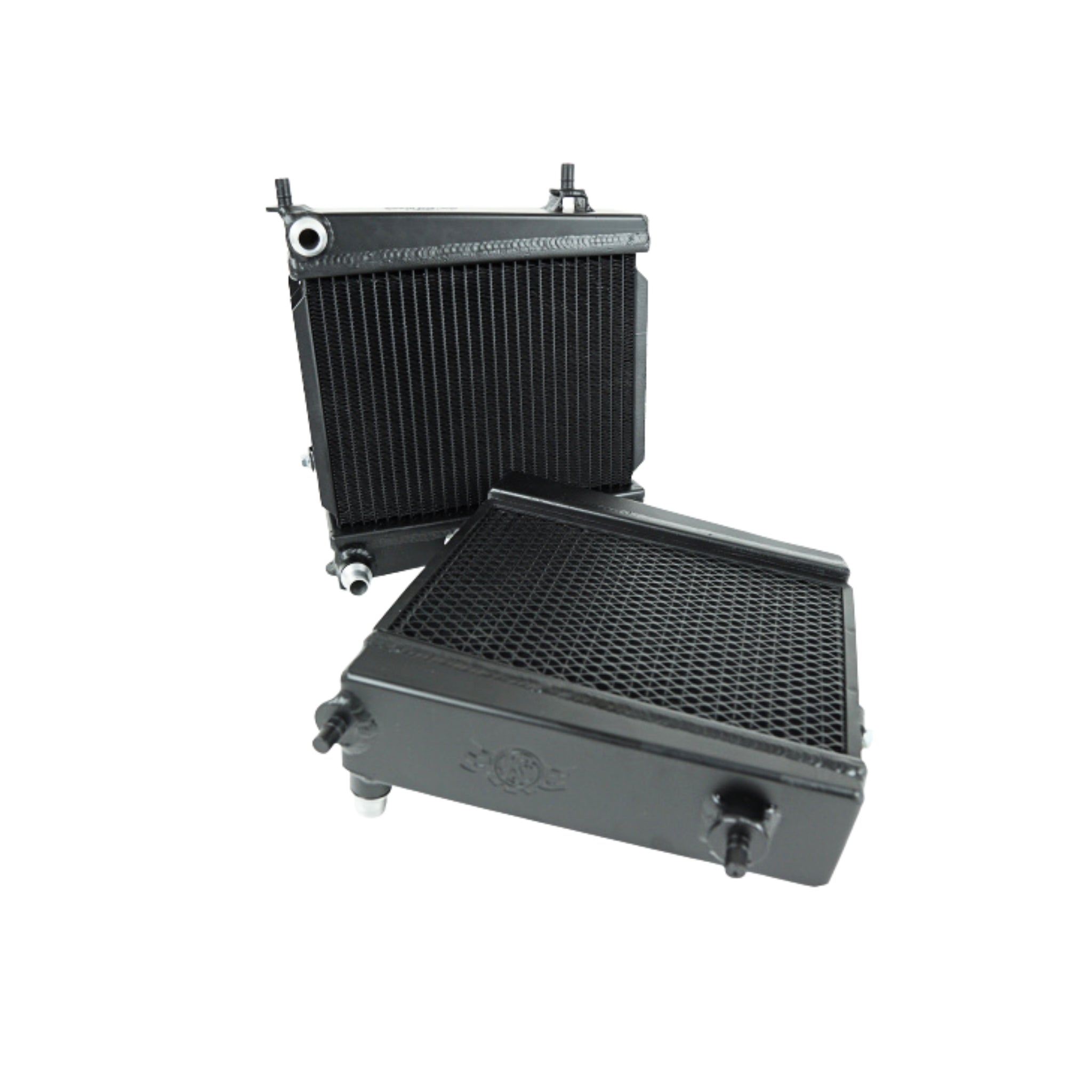 Toyota GR Supra performance auxiliary radiator on a white background