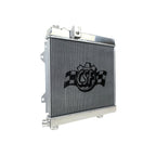 Metallic radiator with a brand logo on a white background