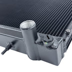 Close-up of a car radiator on a white background