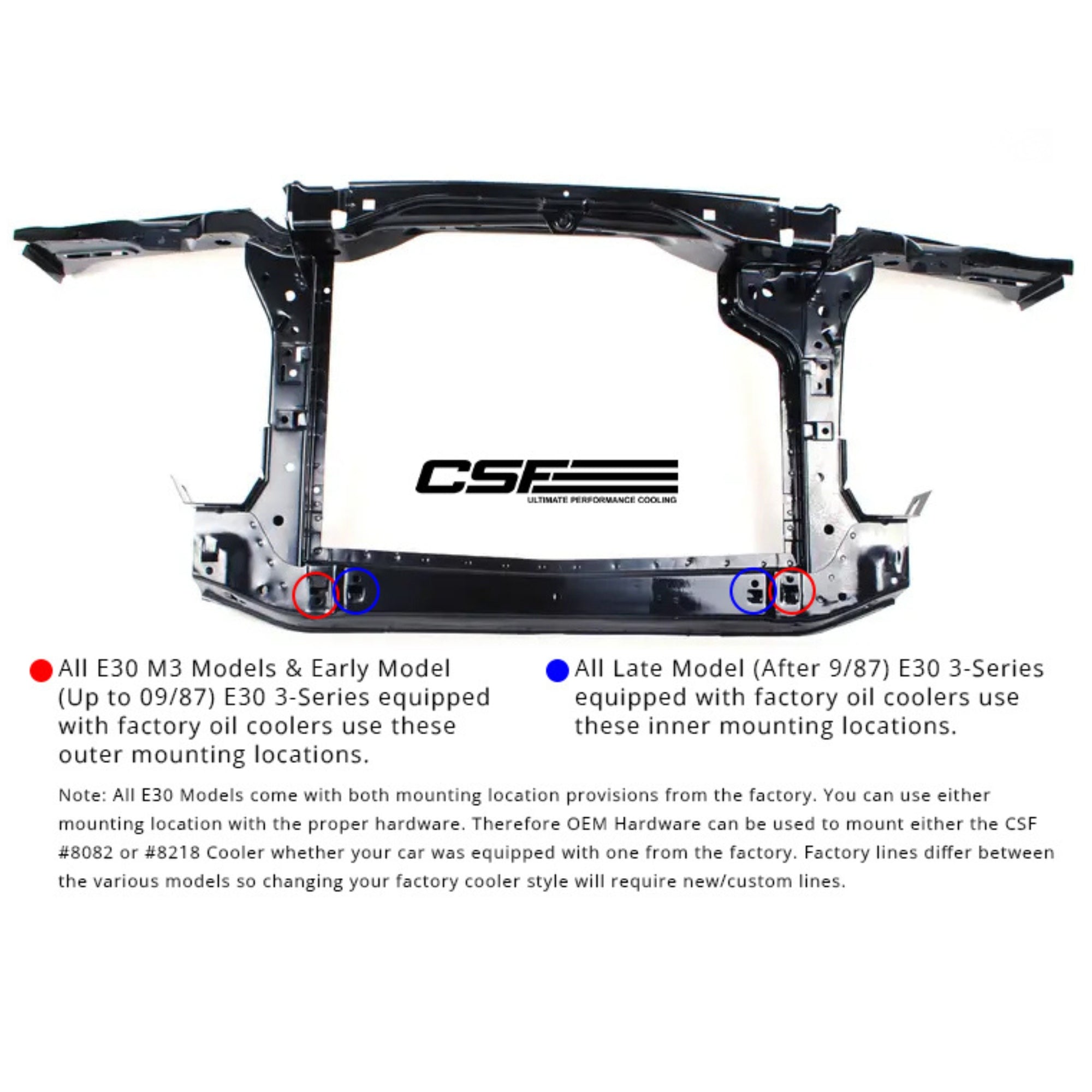 Car oil cooler mounting bracket with CSF logo on a white background