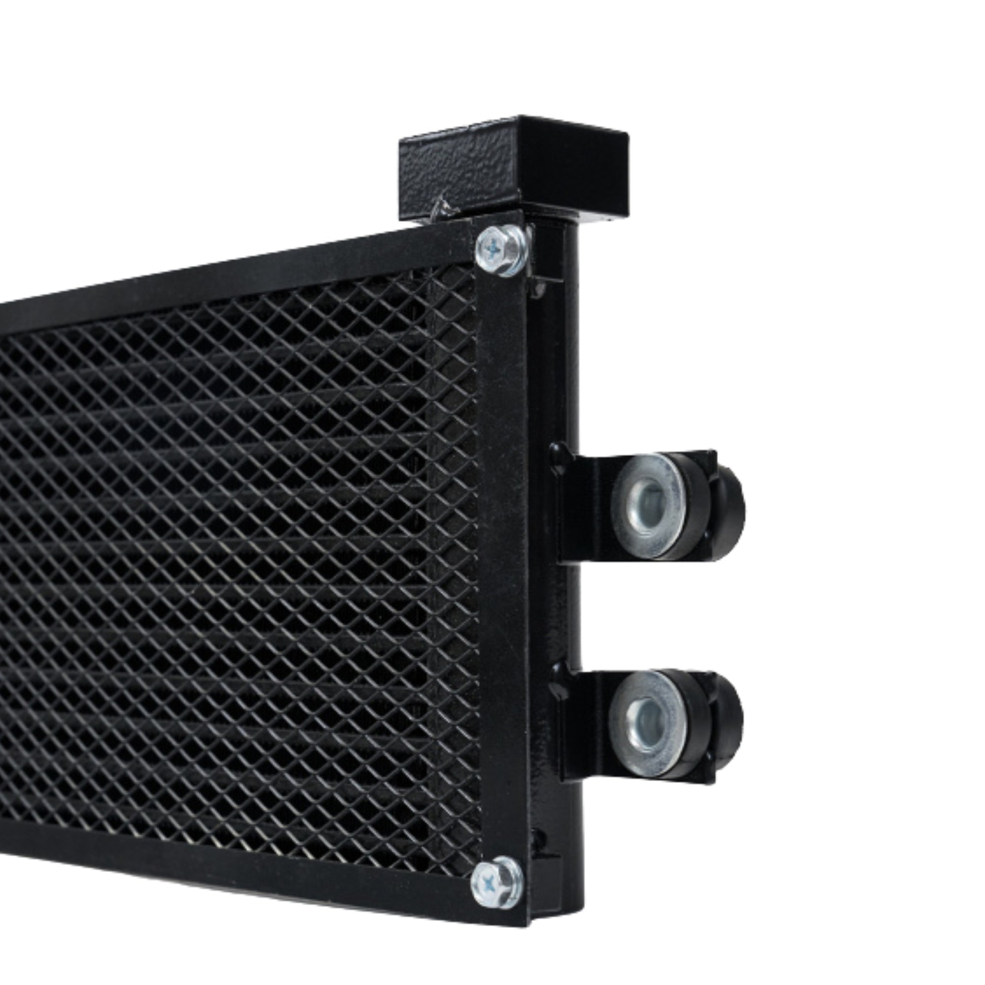 BMW Black radiator grille with mounting hardware on a white background