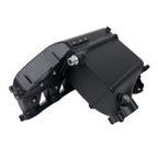 Black mechanical manifold on a white background