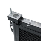 Close-up of a CSF metal radiator with a bracket on a white background