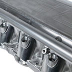 Performance CSF Gen 2 B58 Race X charge air cooler manifold with raw billet aluminum finish – aftermarket cooling solution for BMW turbo engines
