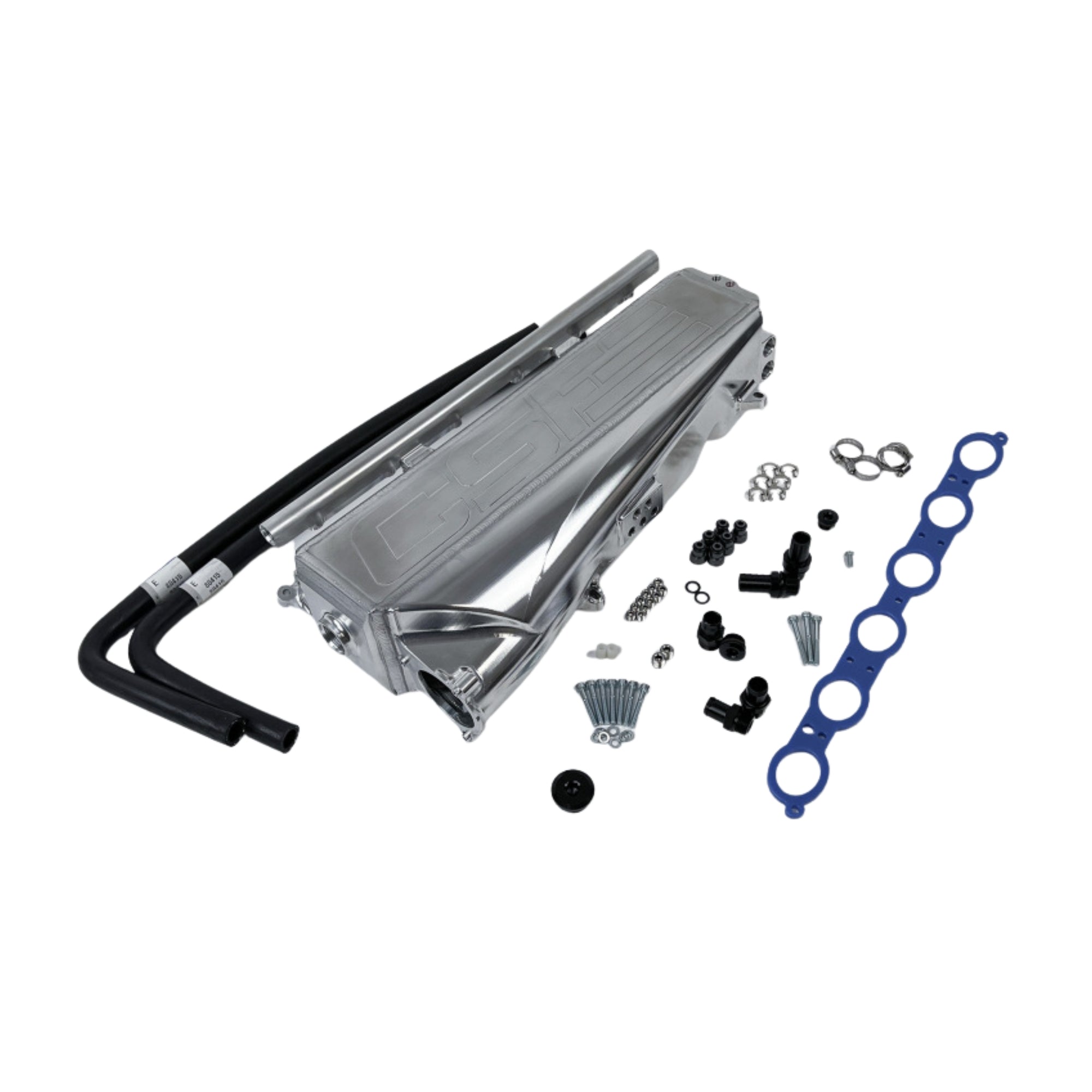 CSF Race X Gen 2 charge air cooler manifold with raw billet aluminum finish – optimized for heat dissipation on BMW B58 platforms
