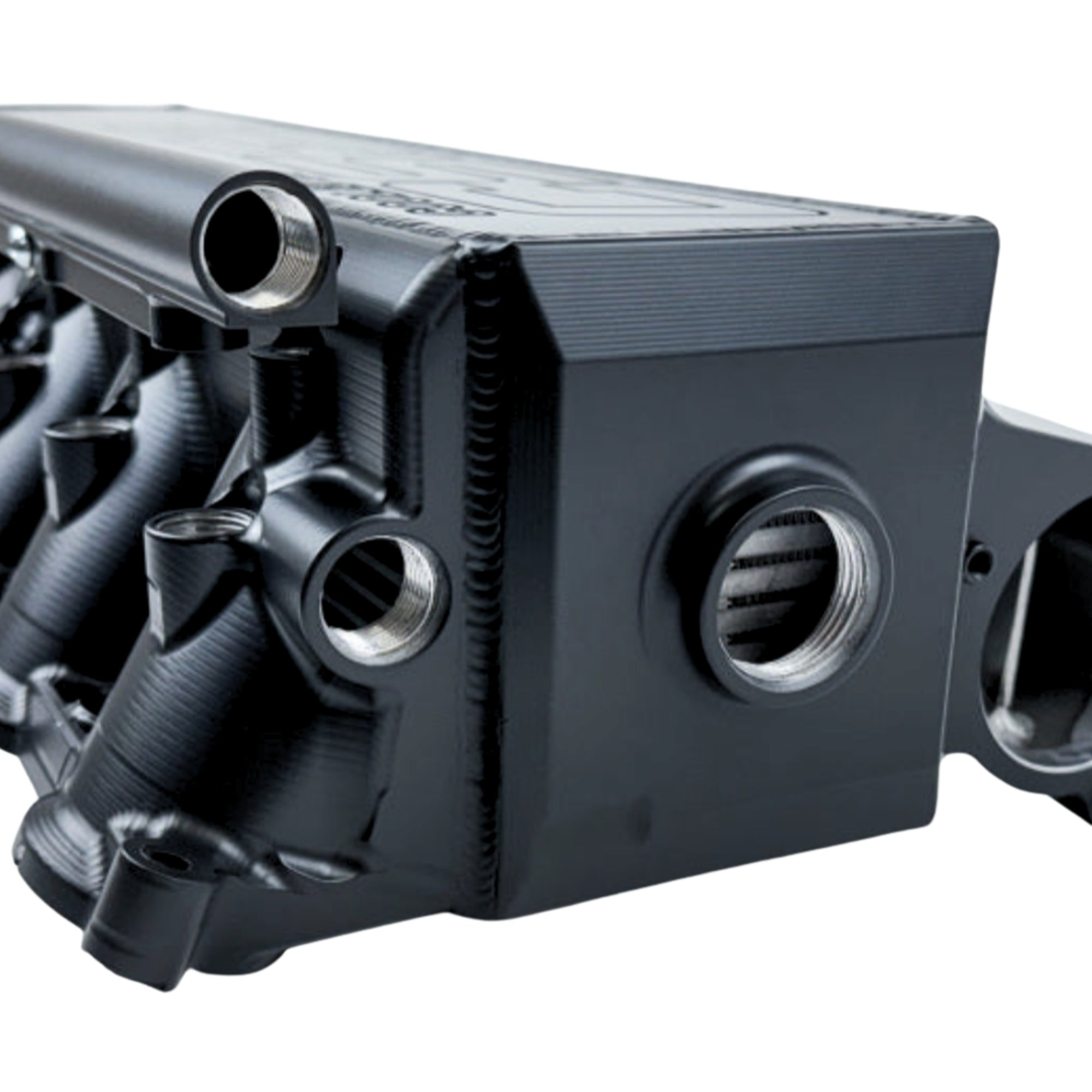 CSF Race X Gen 2 charge air cooler manifold with thermal black finish – engineered for superior cooling on BMW B58 platforms
