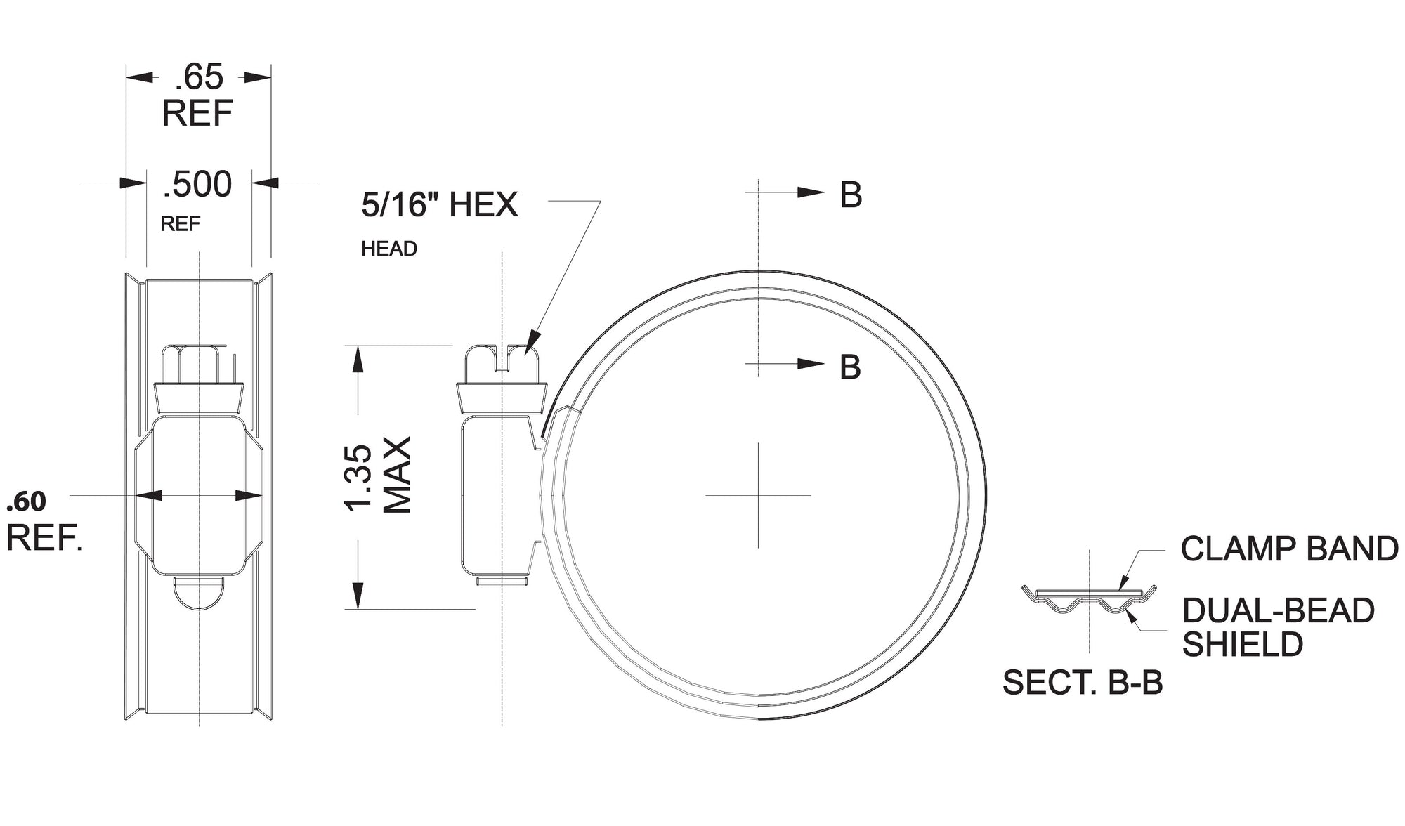 Technical drawing of a mechanical component with dimensions and labels