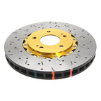 DBA 5000 Series front rotor for Mitsubishi Evo 8/9 – drilled, slotted, 2-piece with gold hat
