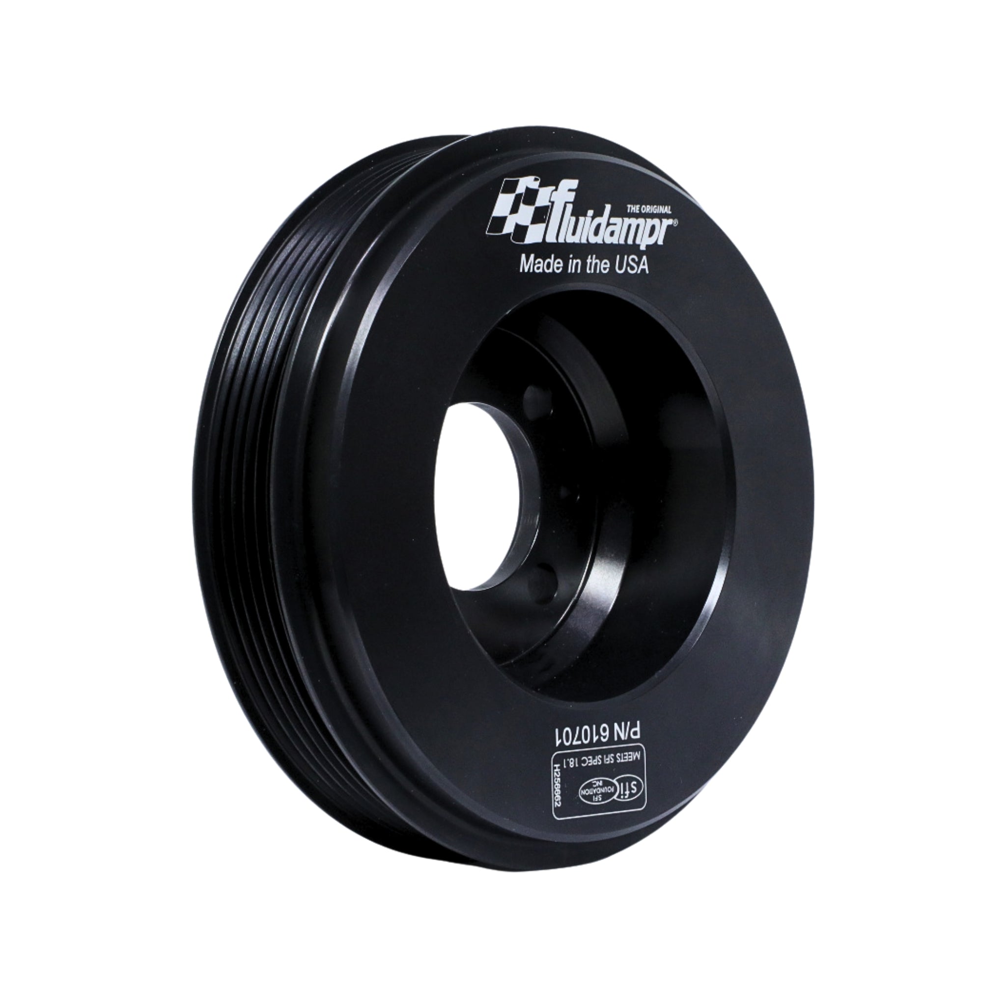 High-performance steel internally balanced Fluidampr damper for Evo 8 and 9 – improves throttle response and crankshaft life
