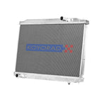 Metallic radiator with a brand logo on a white background