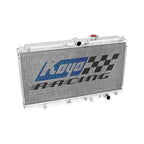 Racing radiator with visible brand logo on a white background