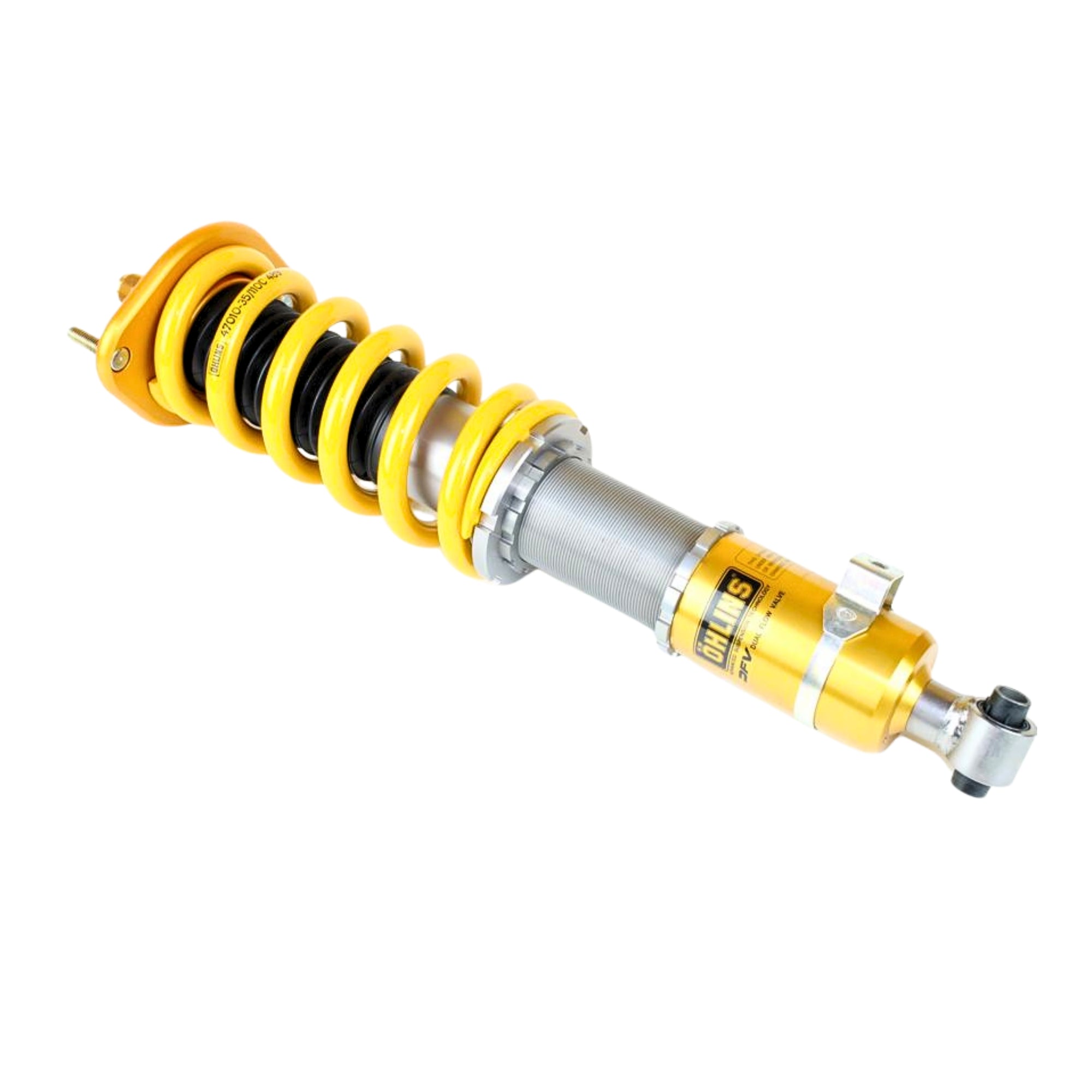 Yellow shock absorber on a white background