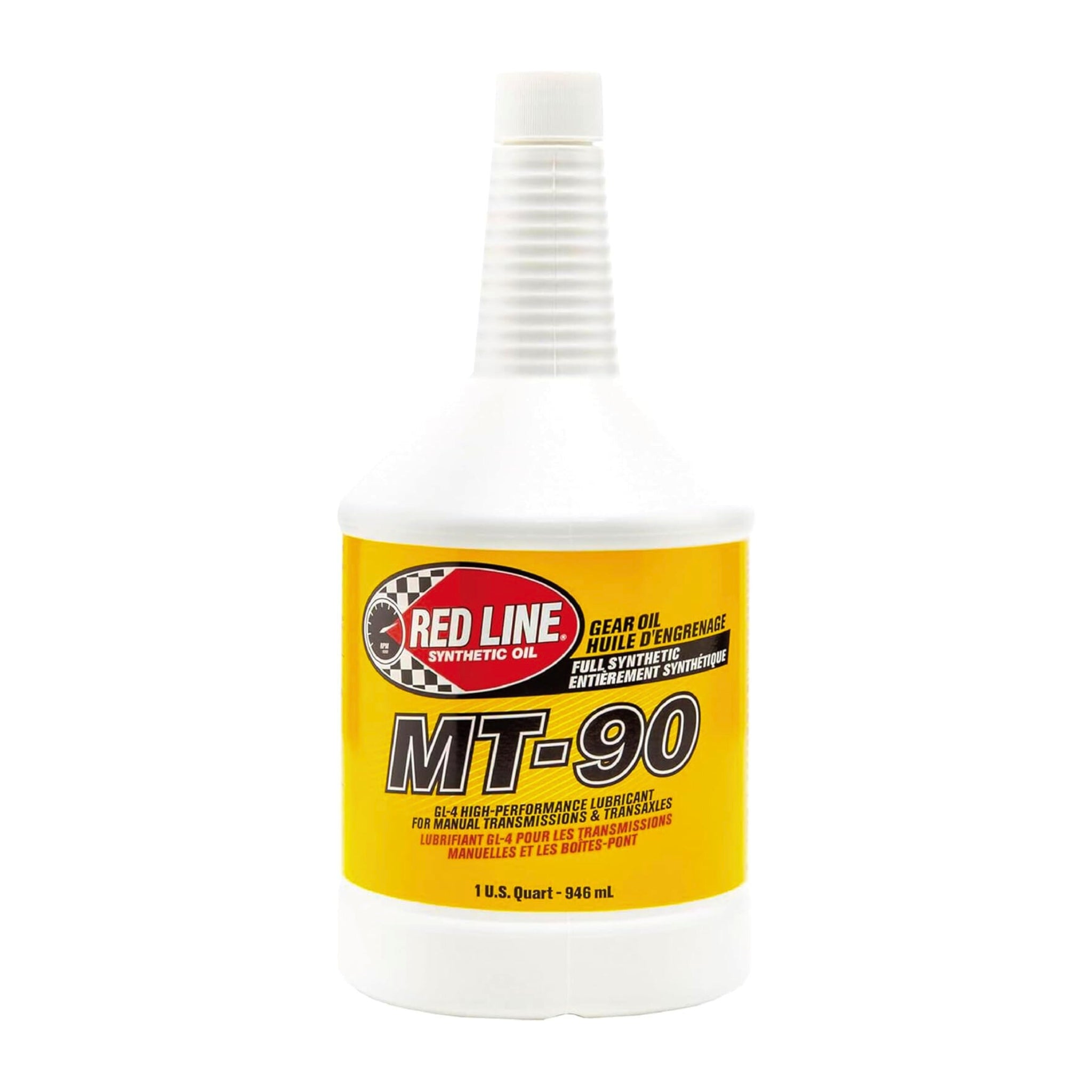 Red Line MT-90 gear oil bottle on a white background